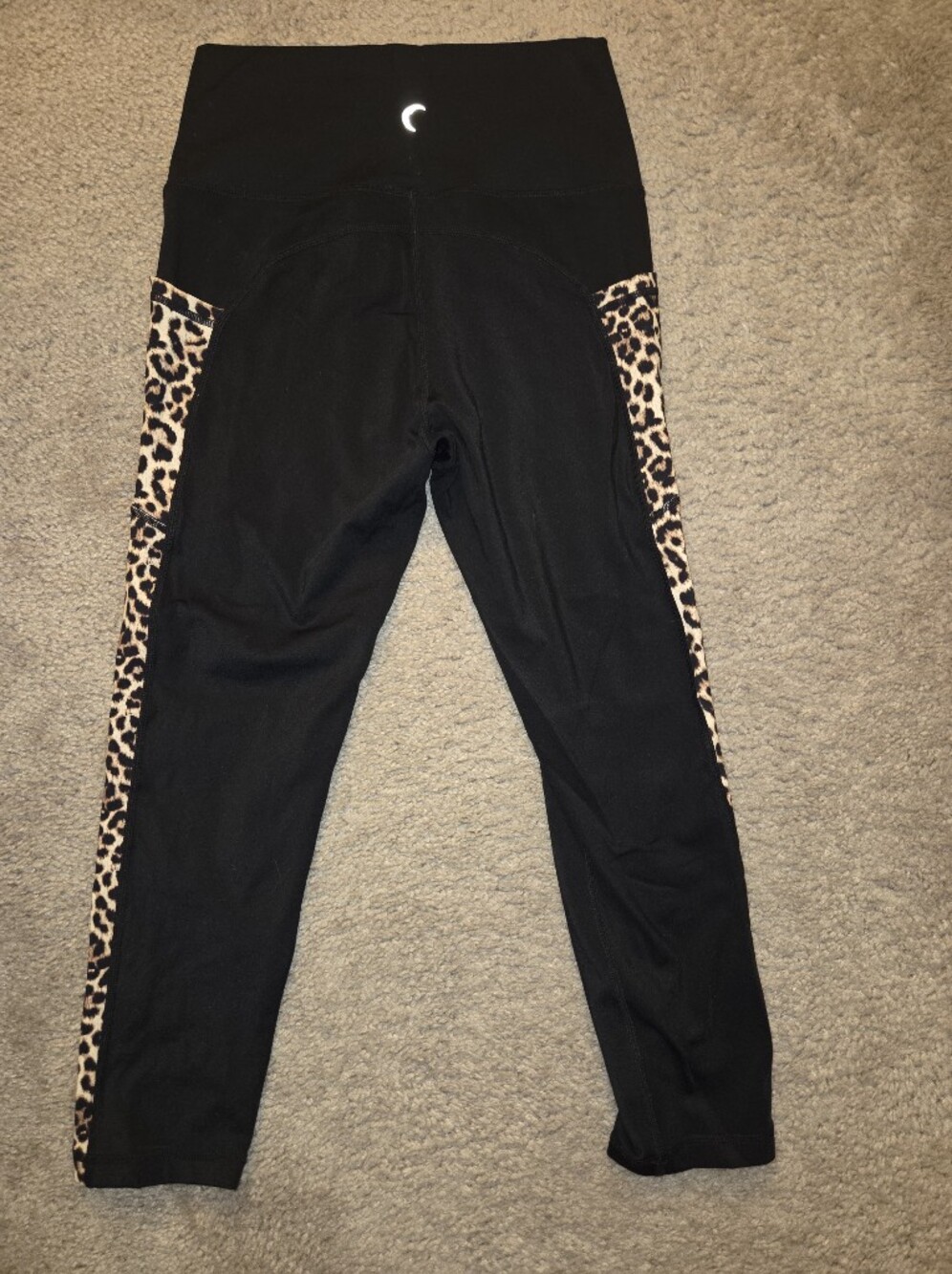 Zyia Active Black Leggings with Leopard Side Panels